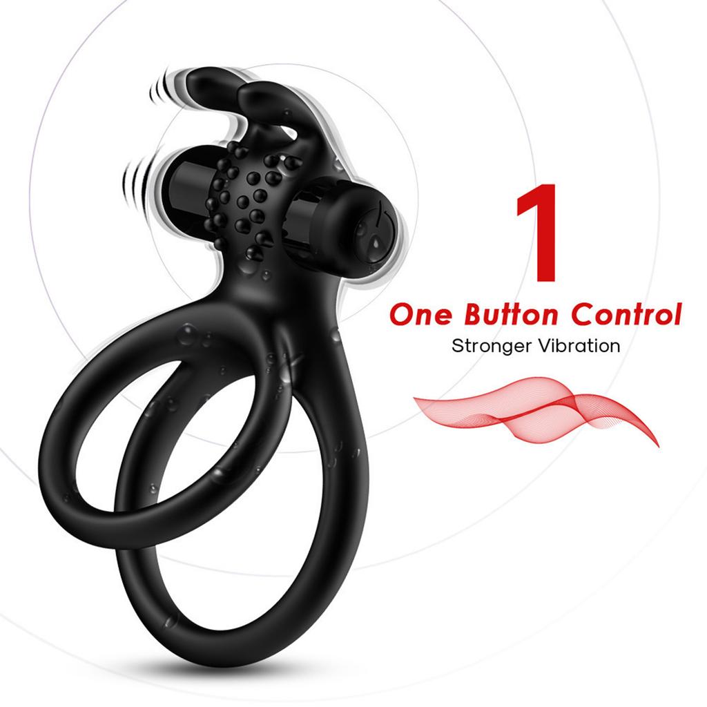 Silicone Rabbit Vibrator Cock Rings Delay Ejaculation Sex Toys For Men Penis Enlargement Clitoral Vagina Stimulator Adult Goods