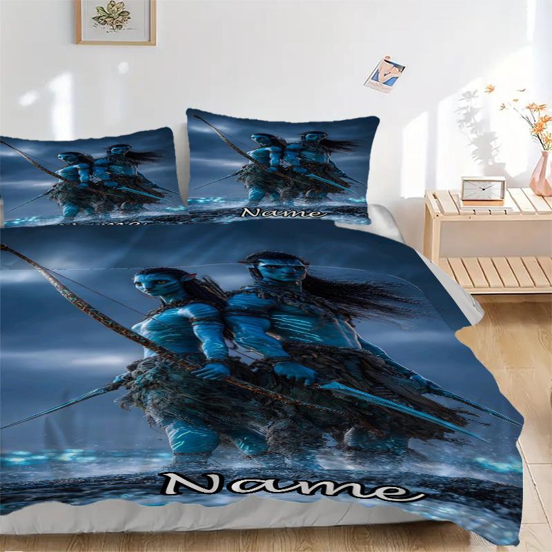 Custom Name Avatar World Bedding 3 Piece Set HD Print Duvet Cover Pillowcases for Teens Adult Bedroom Decoration