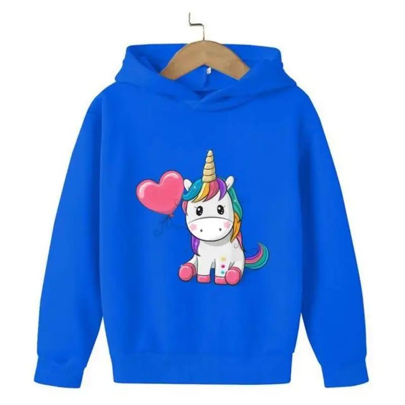 Children Unicorn Cartoon Hoodie Clothing Boys Girls Tops 3-12 Years Cute Printing Hoodie Spring Autumn Kid Pullover Sweatshirt