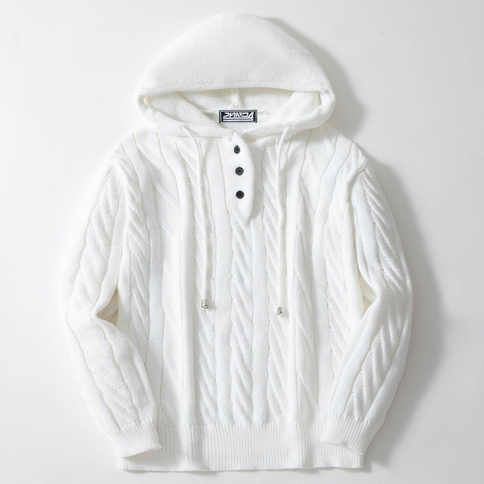 

Мужской весенне-осенний пуловер с капюшоном, молодежный однотонный повседневный вязаный свитшот XS