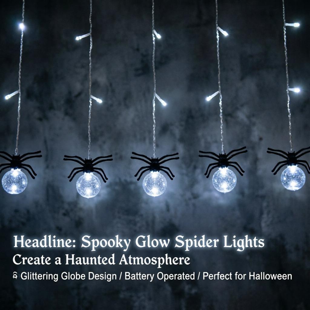 LED Halloween Spider String Lights Waterproof, Hanging Icicle Lights Outdoor Garden Yard, Porch Party Decoration Warm Lamp Decor