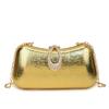 Retro Champagne Silver Pu Evening Bags Wedding Prom Dinner Bags Chain Shoulder Bags For Women Fashion Charm Handbag Cluch Party