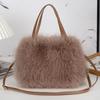 Autumn and Winter New Plush Handbag, Korean Version of Versatile One-shoulder Messenger Tote Square Bag, High-end Fashion Women's Bag