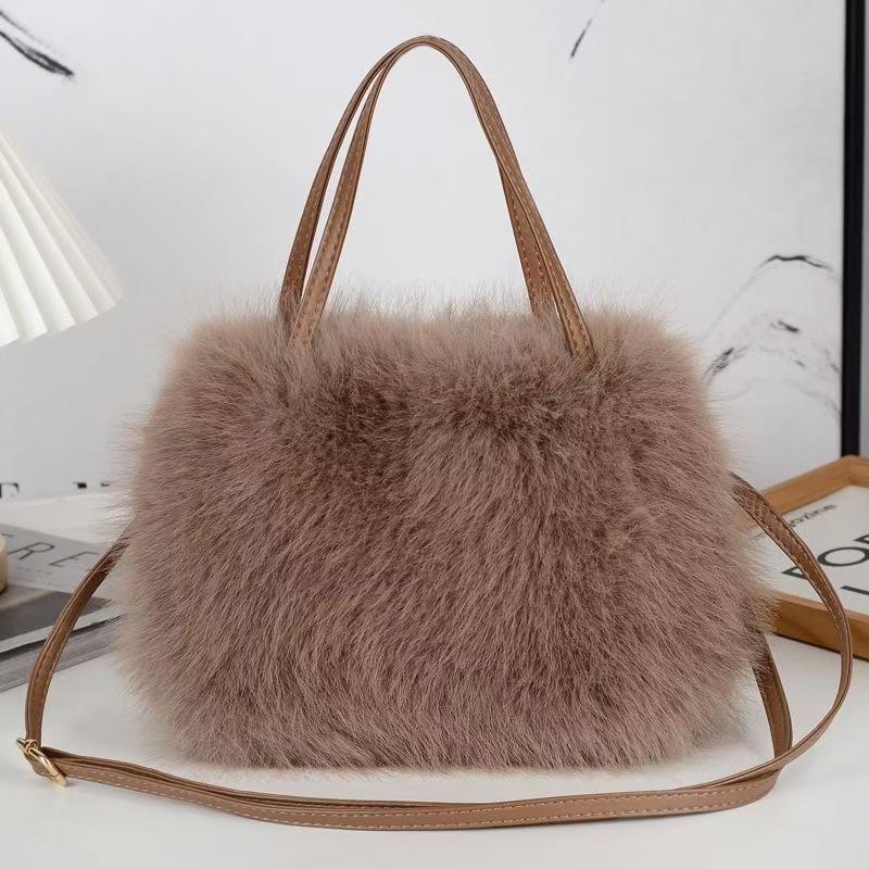 Autumn and Winter New Plush Handbag, Korean Version of Versatile One-shoulder Messenger Tote Square Bag, High-end Fashion Women's Bag