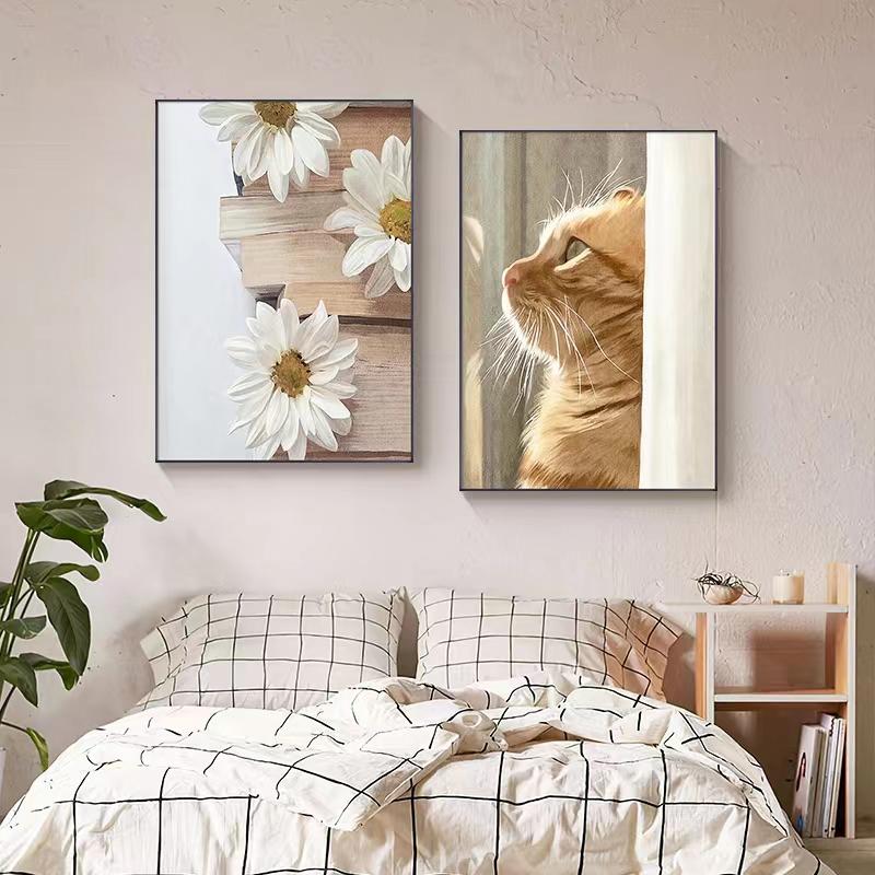 Bej Papură Păpădie Artă de Perete Pictură Floare Uscată Iarbă Plante Imprimeu pe Pânză Nisip Mână Poster Imagini de Perete Nordice Decor Acasă