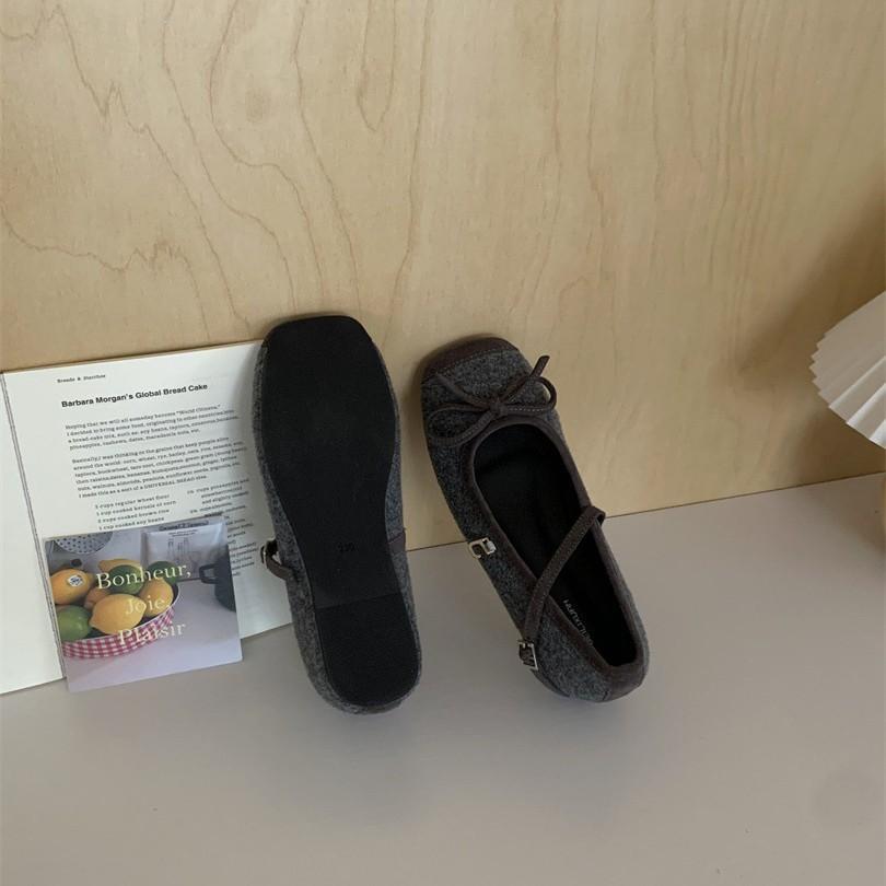 Ballet style red inner bow single shoes women's spring 2025 new popular models with skirts Mary Jane shoes