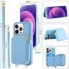 Crossbody Long Strap Leather Phone Case For iPhone 15 Pro Max 14 Plus 13 12 11 Pro Zipper Wallet Card Bag Cover with Lanyard