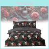 Halloween Totenkopf und Rose Wendbare Bettbezug-Set Mit Cartoon-Muster Für Schlafzimmer-Dekoration