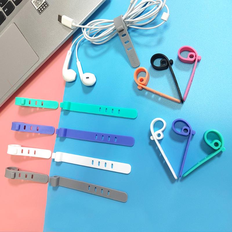 Silicone Cable Winder Organizer 20pcs Reusable Cord Management Straps Charging Wire Tie Arranger for Desk Home