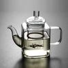 Premium Chinese Square Glass Teapot – Explosion-Proof, Heat-Resistant, Tea-Water Isolation