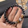 Natural Stone Bracelet, Tiger Eye, Black Matte Beaded Bracelet, Bohemian Men's Bracelet, Accessories