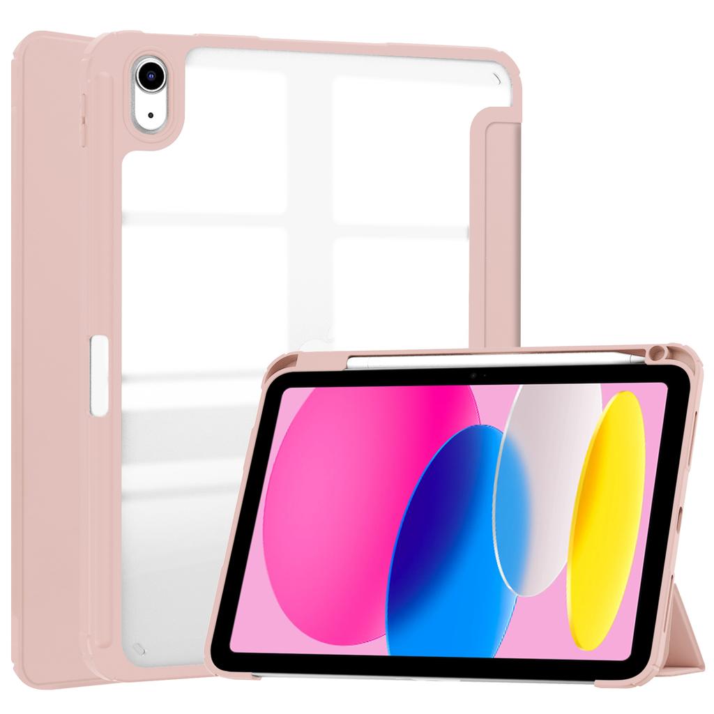 For iPad (2025)/10.9 (2022) Case Clear Acrylic Leather Tablet Cover Support Auto Sleep/Wake
