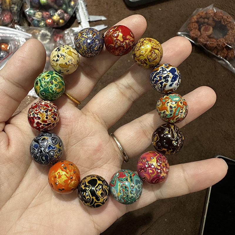 Браслеты из лакированных бусин: Венге Нематериальное культурное наследие, Одиночная нить Буддийские винтовые бусины для DIY.