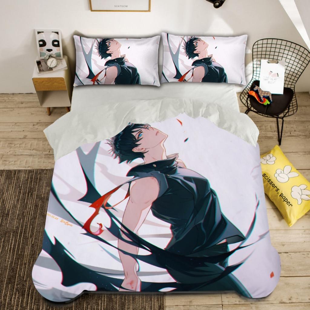 3D-Anime-Bettbezug Satoru Gojo, japanischer berühmter Anime-Bettbezug-Set für Jungen, 3D-gedruckter Bettbezug Sukuna, Schlafzimmerdekoration