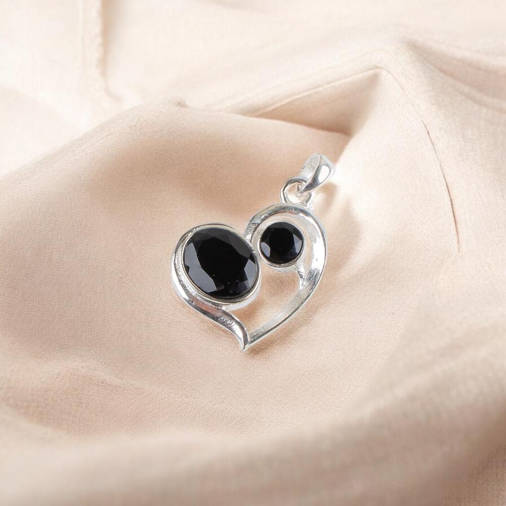 Dainty Black Onyx Gemstone 925 Sterling Silver Jewelry Necklace Pendant For Her CP-3-15