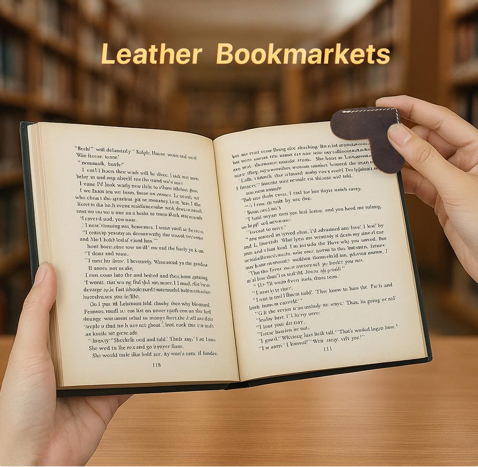 Handmade Heart-Shaped Retro Leather Bookmark – Personalized Creative Genuine Leather Page Holder.