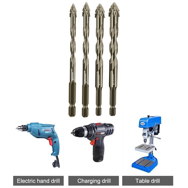 Burghiu excentric Cu patru caneluri Tigla de sticla Poansonare Placa de piatra Triunghi pentru scule electrice Burghii Accesoriu In stoc