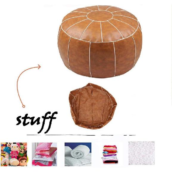 Decorative Pouf Foot Stool Round Unstuffed Leather Ottoman Cushion Storage seat or for Resting Your Feet on, Floor Chair Foot Living Room Bedroom