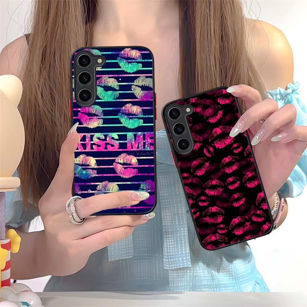 Kiss Lips Cute Silicone Mobile Phone Case for Samsung Galaxy S26 S25 S24 S23 S22 S21 Plus FE Ultra Colorful Cover