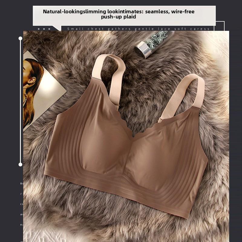 Ultra Thin Soft Support Jelly Bra for Women with Large Chest, Small and Seamless Without Steel Ring, Gathered and Supported Bra