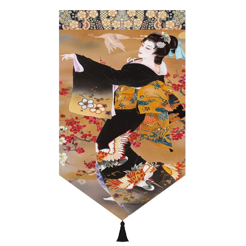 Japanischer Stil Noren Restaurant Tür Kopf Strahl Dreieck Dekorative Warme Volant Ukiyo Damen Druck Stoff Kurze Türvorhänge