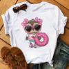 Cute Cartoon Owl Graphic Women T-Shirt 90S Kawaii Summer Tees Children Loose Blouse O-Neck Female Crop Top Girl Shirts