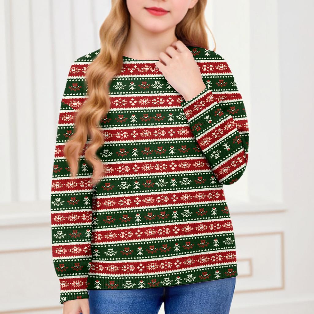 Christmas Day Sweatshirts For Children Boys And Girls Knit Sweater Cute Shirt Fall Crewneck Pullover Tops