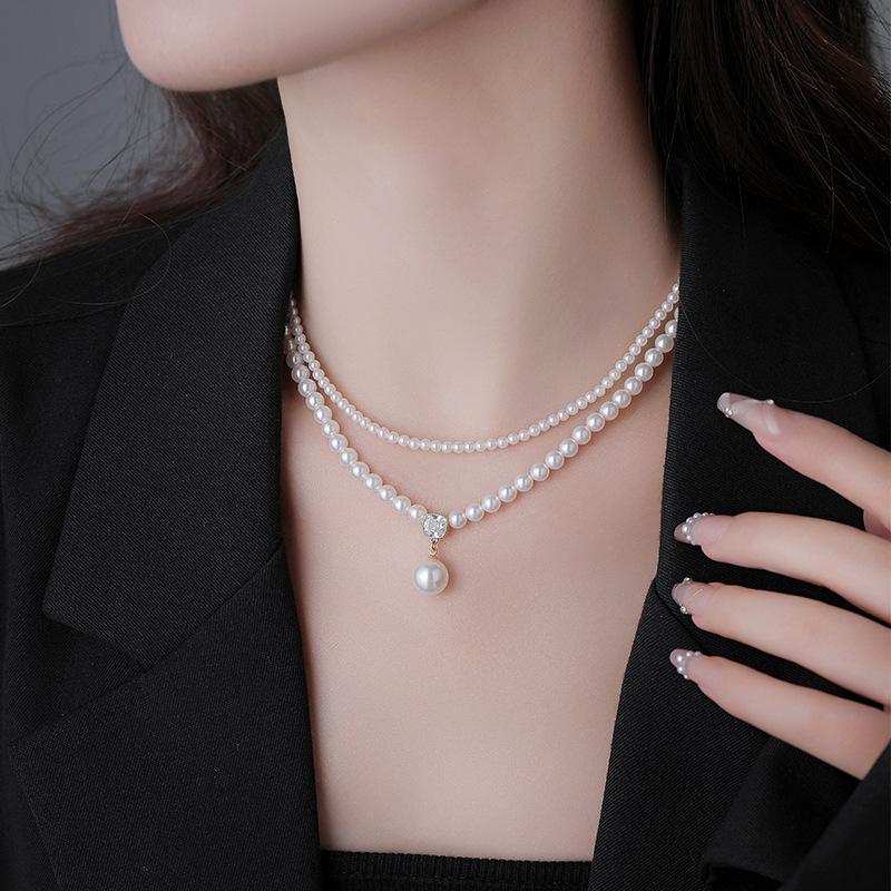 Женское летнее легкое роскошное нишевое ожерелье Stacking pearls