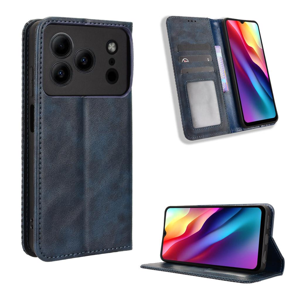 

Чохли-книжки для Doogee Note 56, Note 56 Pro зі штучної шкіри, повний захист корпусу, протиударний, міцний, ретро чохол для телефону синій