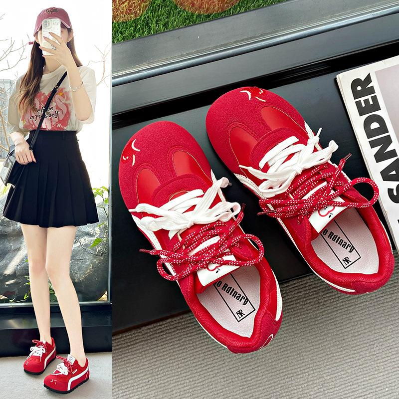 

Кеды студенческие на платформе белые женские весенне-летние новые универсальные женские 40 красный