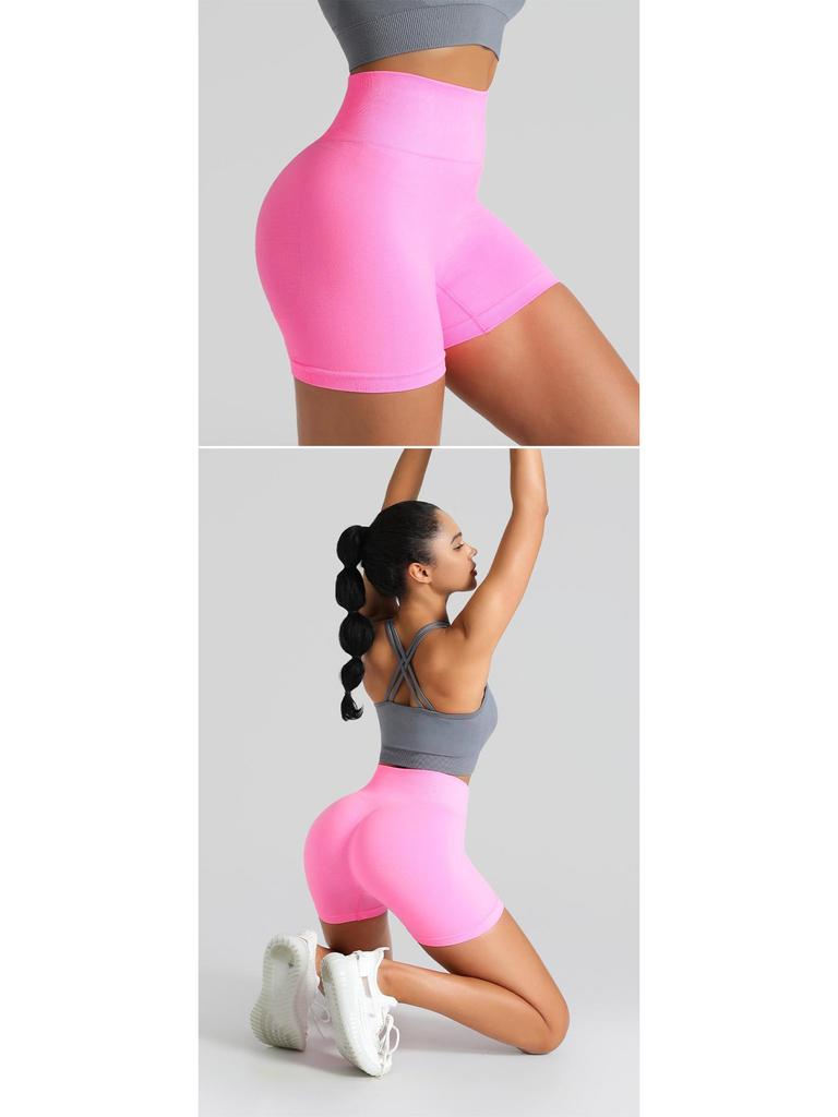 Women's High Waist Seamless Knitted Yoga Shorts - Peach Butt Three-Point Fitness & Running Shorts