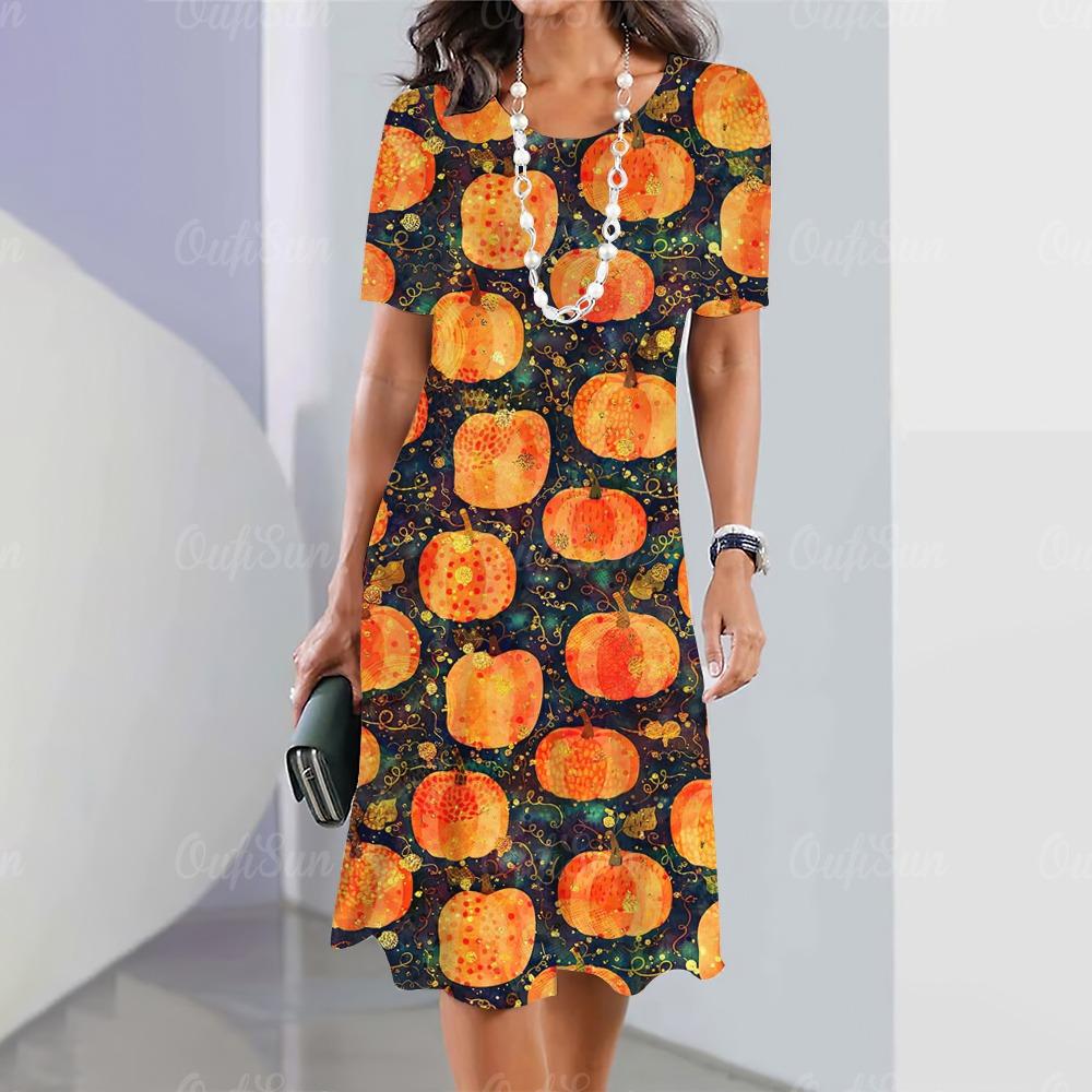 New Women's Pattern Printed Dress Elegant and Beautiful Midi Dress Plus Women's Summer Dress