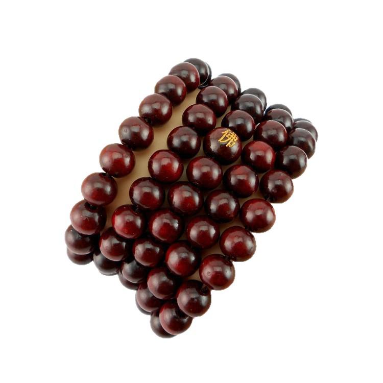 108 Sandalwood Buddhist Beads Bracelet - Fashionable Three-Round Design for Women