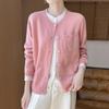 Women's 100% Wool Cardigan, Fake Two-Piece, Slimming Round Neck, Lazy Style Sweater Coat for Spring & Autumn