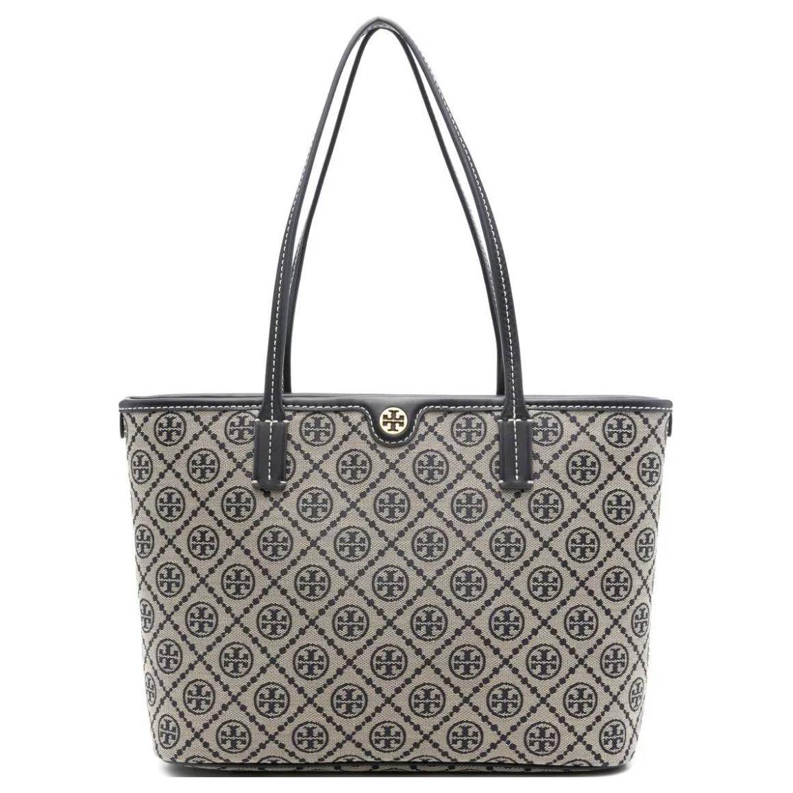 Tory Burch Women's Blue T Monogram Classic Print Zipper Tote Bag Tote Navy- 152299-405