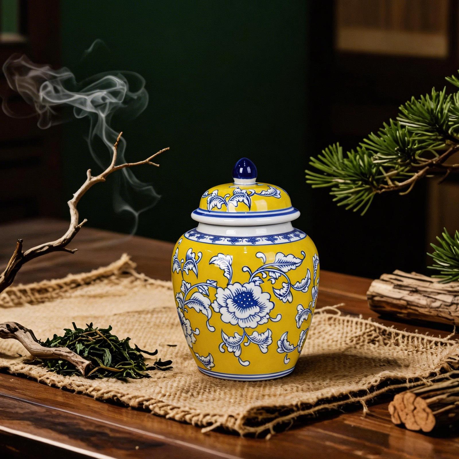 Vintage Chinese Tea Can Vase - European Style Home and Dining Décor