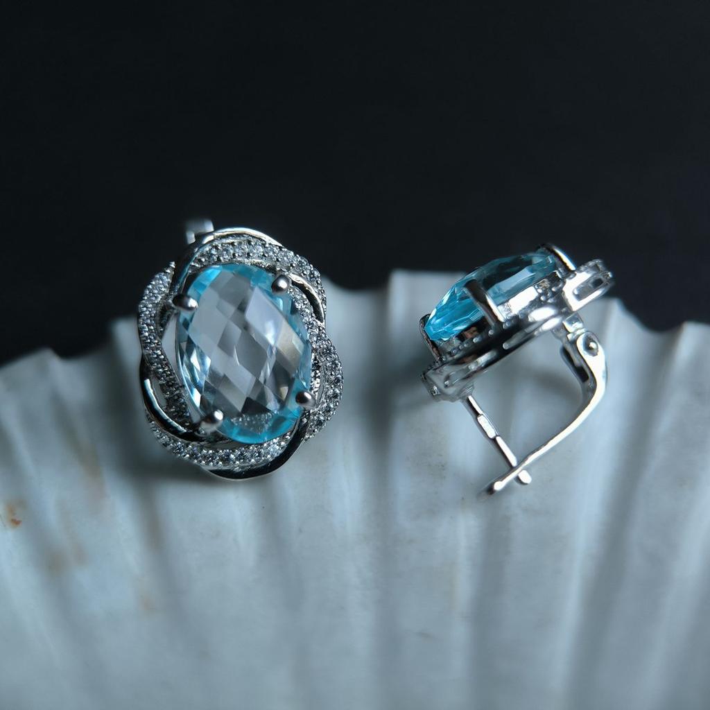 Серебряные серьги с натуральным топазом 13.403ct (2188209)