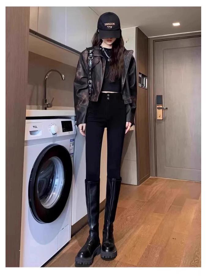 Women's High-Waisted Fleece-Lined Skinny Pants for Winter 2025 - Perfect for Sports & Yoga