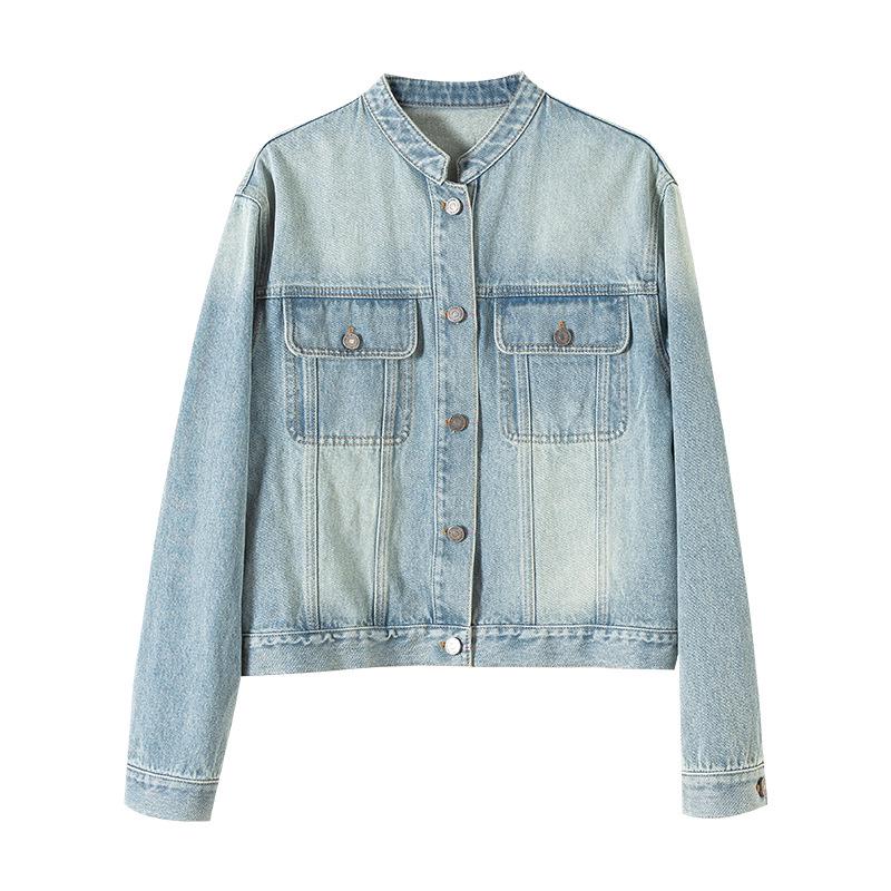 Xin Ge Women s Retro Casual Denim Jacket - Classic Slimming Washed Short Top for Spring and Autumn S