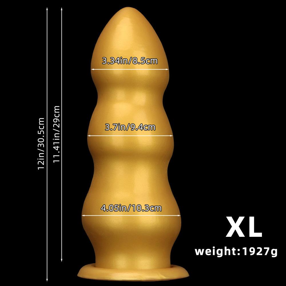 Big Gold Silicone Ribbed Anal Dildo Realistic Penis Sex Toy for Couples Fisting Big Dick BDSM