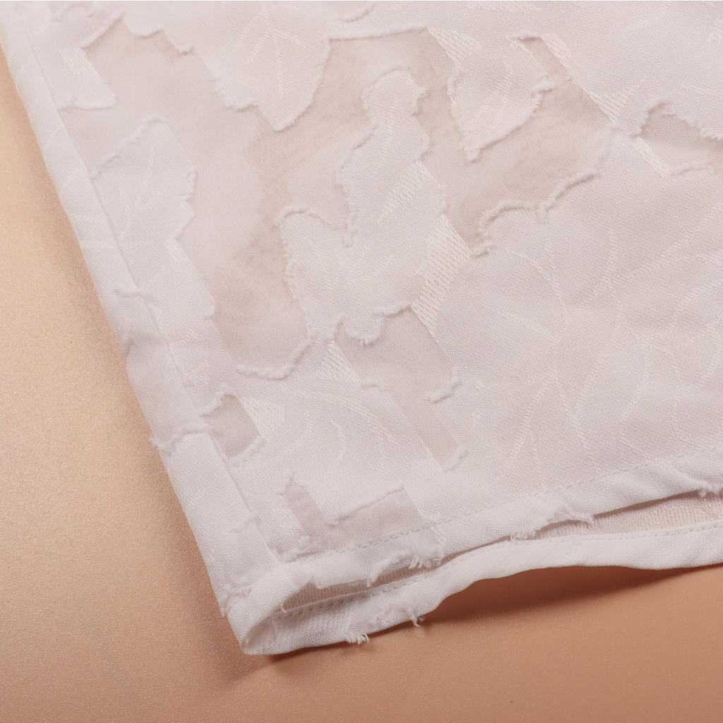 Luxurious Jacquard Sheer Blouse - Stylish Button-down with Elegant Long Sleeves - Perfect for Spring and Fall Closets!