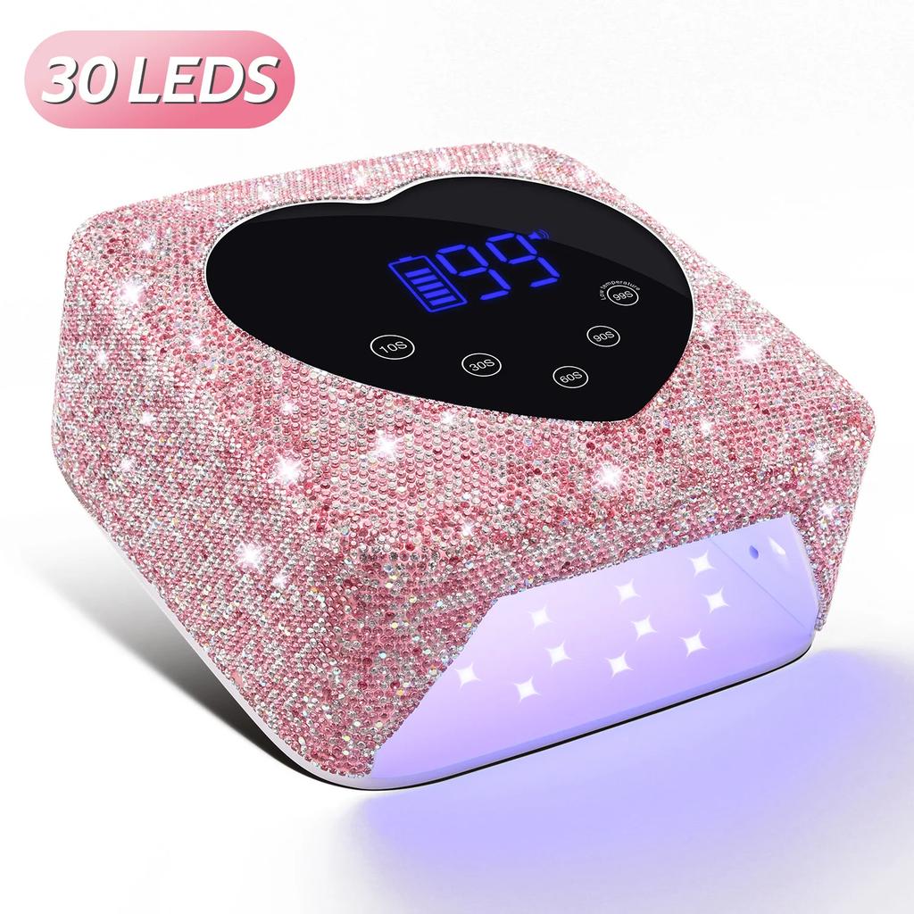 72W Cordless UV Nail Lamp Rechargeable 30 LEDs Nail Dryer UV Light Cabin Professional Nail Art Manicure Tools for Home and Salon