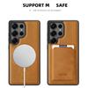 KEYSION Retro PU Leather Case for MagSafe for Samsung Galaxy S22 S23 S24 Ultra 5G S23+ S24 FE Magnetic Shockproof Phone Cover