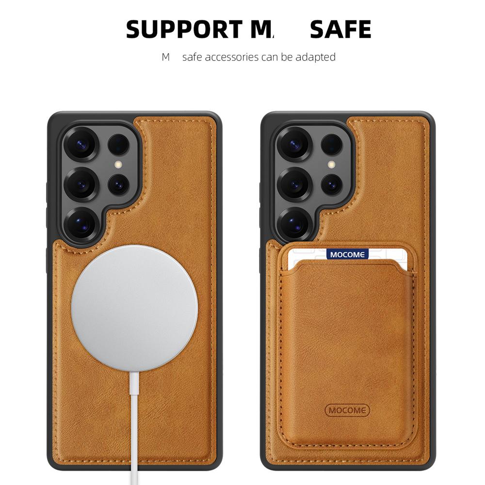 KEYSION Retro PU Leather Case for MagSafe for Samsung Galaxy S22 S23 S24 Ultra 5G S23+ S24 FE Magnetic Shockproof Phone Cover