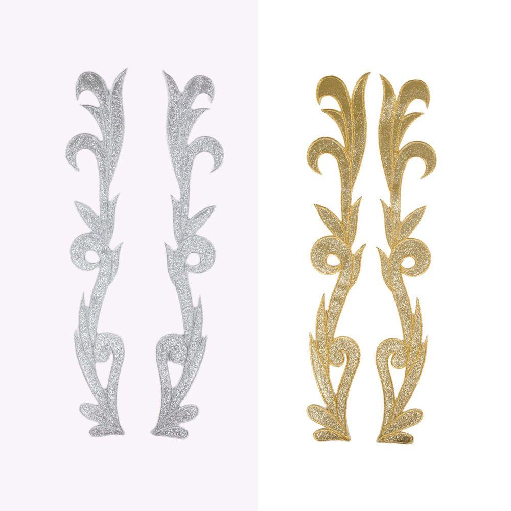 2 Pieces Gold Silver Sequin Flower Patch Collar Decoration Baroque Applique Crafts Projects