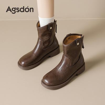 Thick-soled Martin Boots New Autumn and Winter Mid-tube Thin Boots Retro Brown Maillard Short Boots