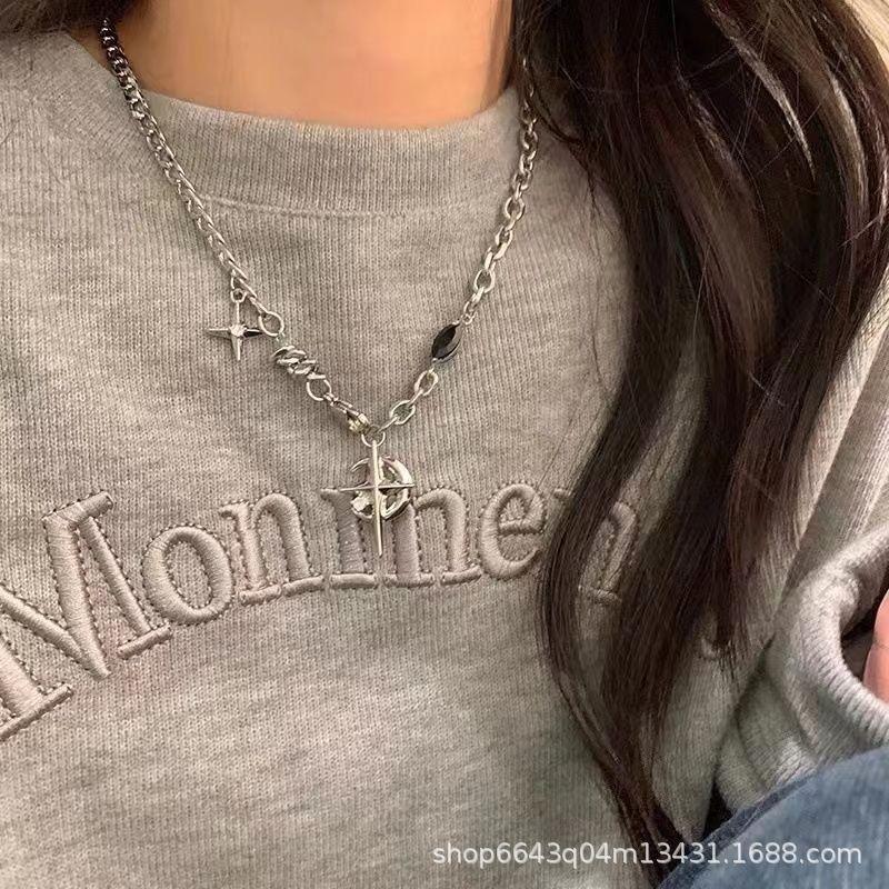 Sweet and cool lava love necklace women's ins tide niche high-end design sense sweater chain versatile personality sweater chain men