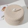 Round Storage Basket with Lid Hand-woven Eggs Baskets Girls Bedroom Organizer Desktop Cosmetic Organizer for Toy Towel top sale