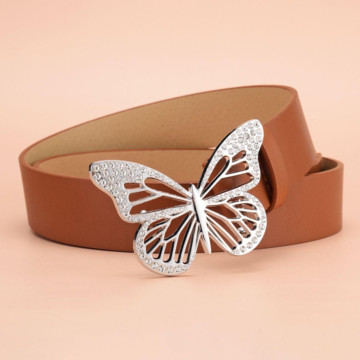 

Женский ремень, модный ремень с пряжкой-бабочкой, высококачественный ремень из искусственной кожи, парный ремень для джинсов и юбки, дешевый ремень, подарок для девушки и мужчины 105cm