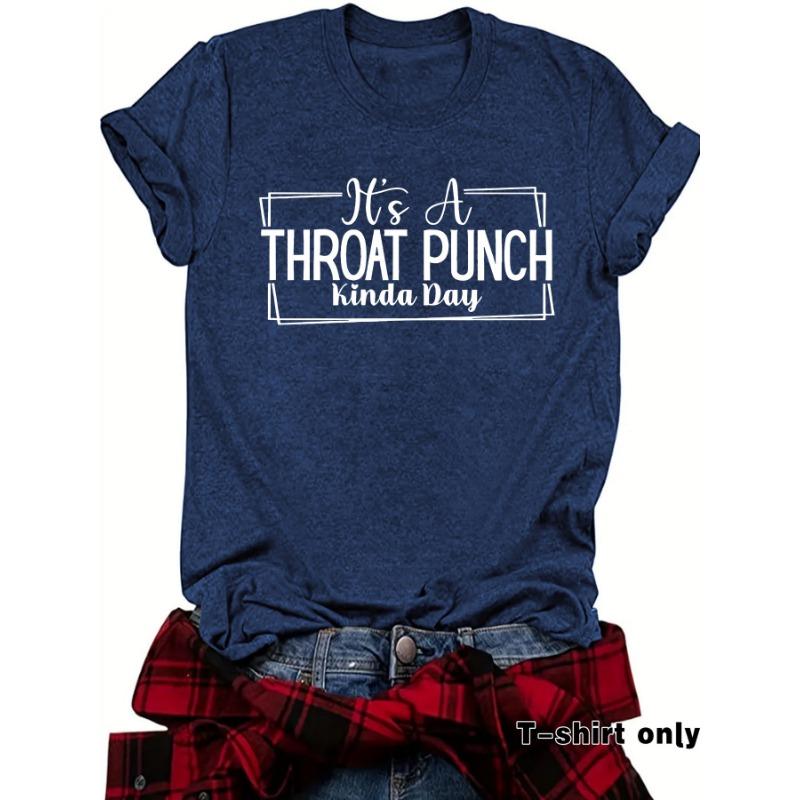 Summer Round Neck 3D Letters' THOAT PUNCH ' Print Top Fashionable Casual Short Sleeved Women's T-shirts
